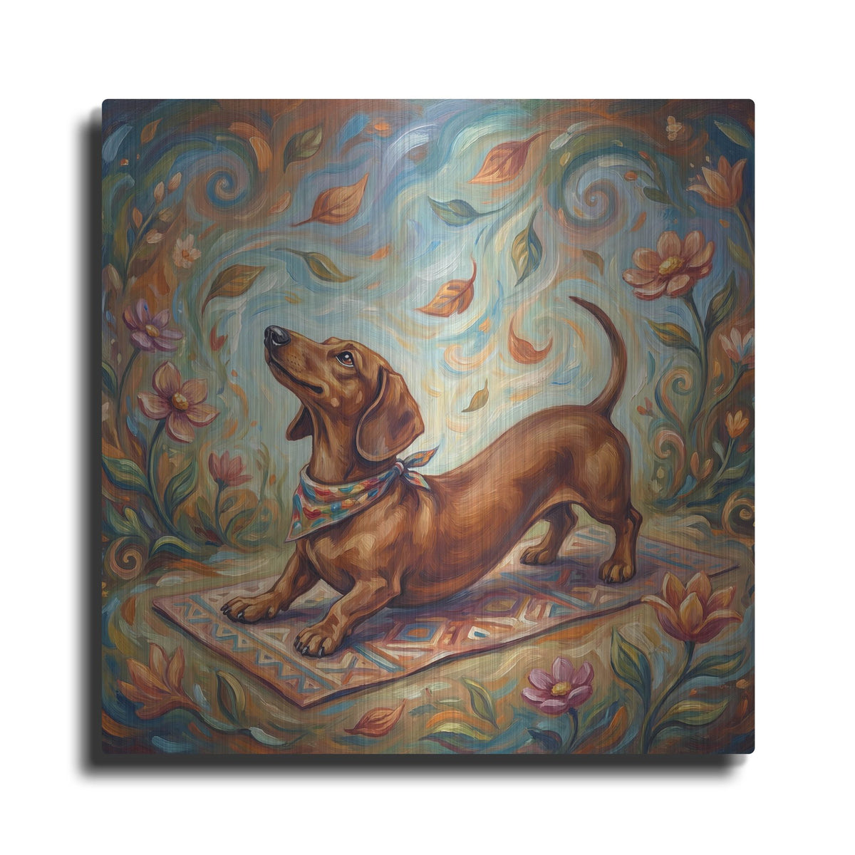 'Dachshund Yoga Cobra Pose' by Rich Monet Metal Wall Art