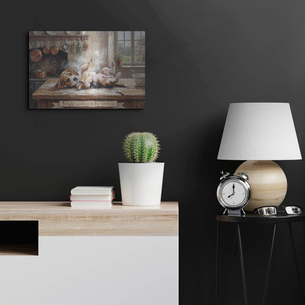 'Beagle In The Kitchen' by Rich Monet Metal Wall Art