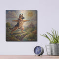 'German Shepherd Yoga Warrior Pose' by Rich Monet Metal Wall Art