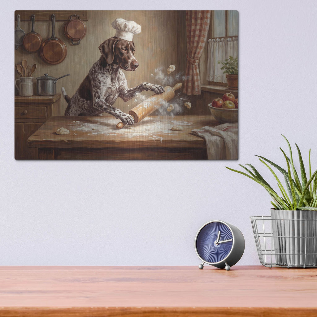 'German Shorthaired Pointer In The Kitchen' by Rich Monet Metal Wall Art
