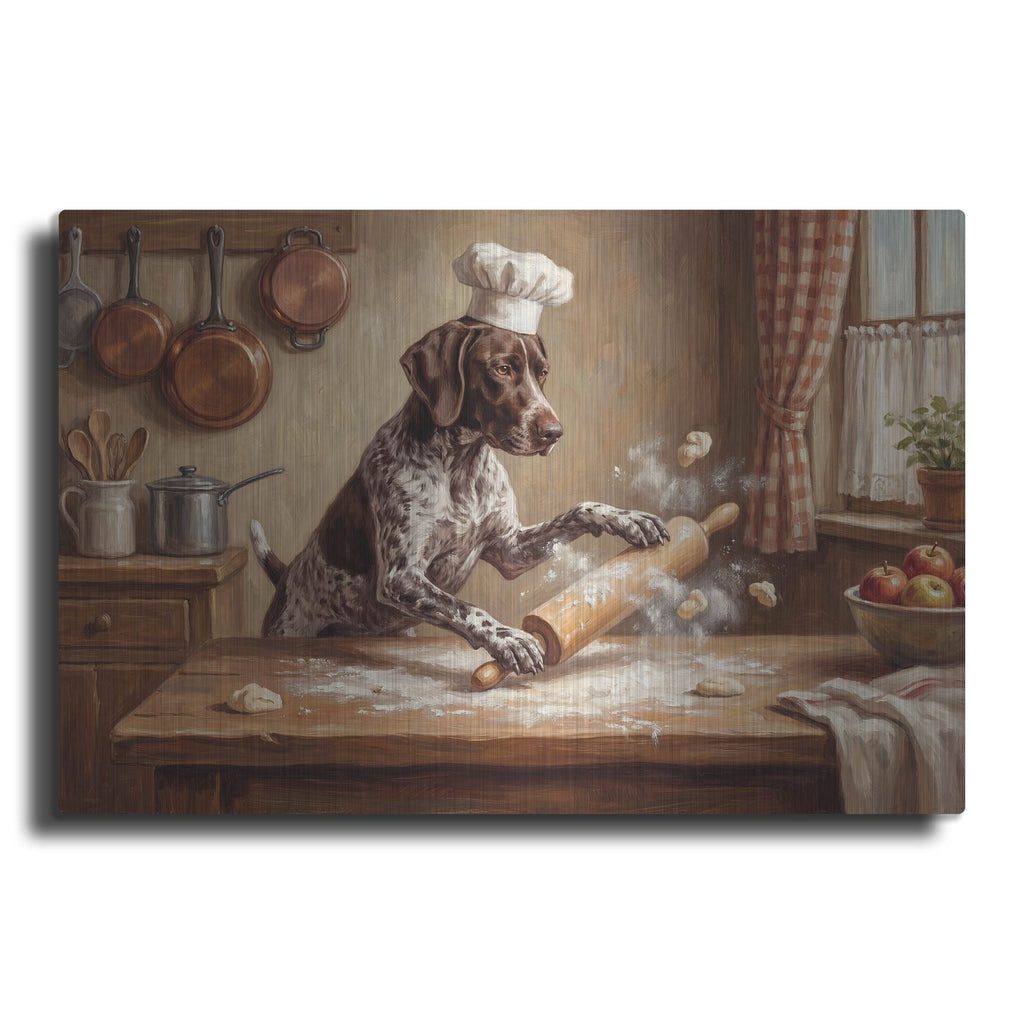 'German Shorthaired Pointer In The Kitchen' by Rich Monet Metal Wall Art