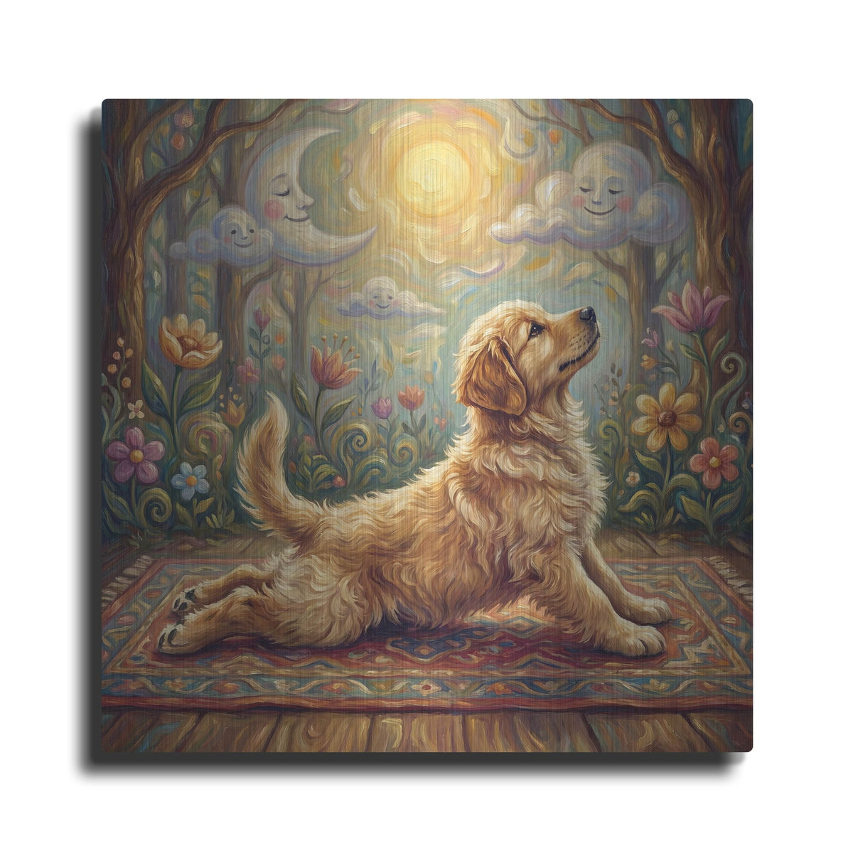 'Golden Retriever Yoga Cobra Pose' by Rich Monet Metal Wall Art