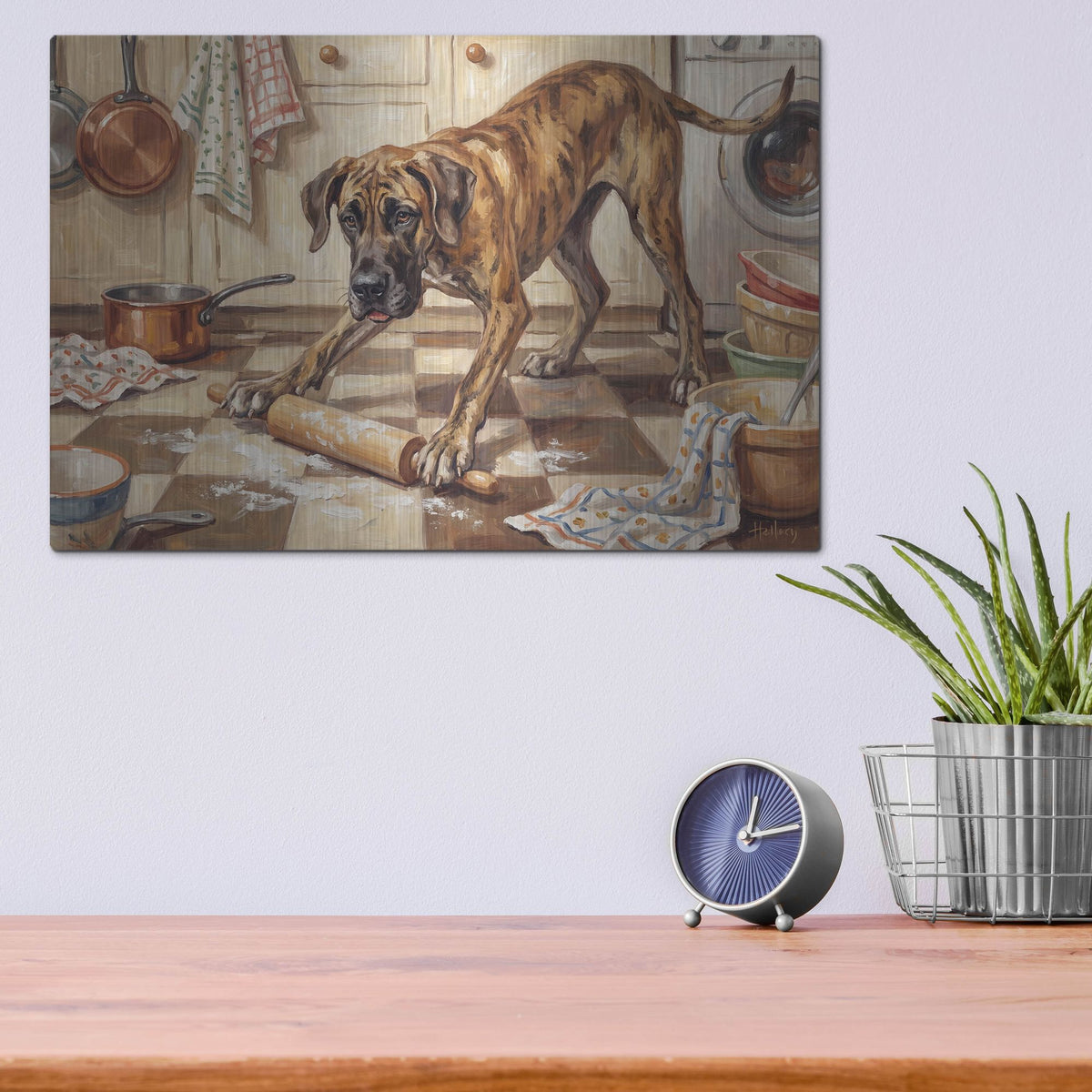 'Great Dan In The Kitchen' by Rich Monet Metal Wall Art
