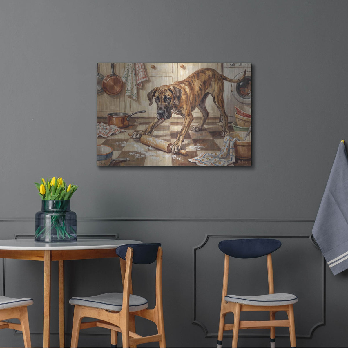 'Great Dan In The Kitchen' by Rich Monet Metal Wall Art