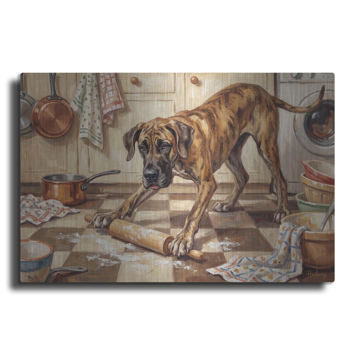'Great Dan In The Kitchen' by Rich Monet Metal Wall Art