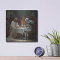 'Jesus Vs Robot Chess' by Rich Monet Metal Wall Art