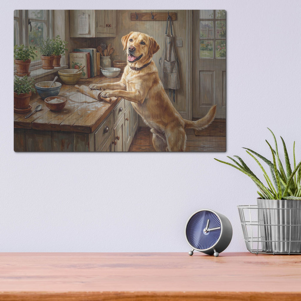'Labrador Retriever In The Kitchen' by Rich Monet Metal Wall Art