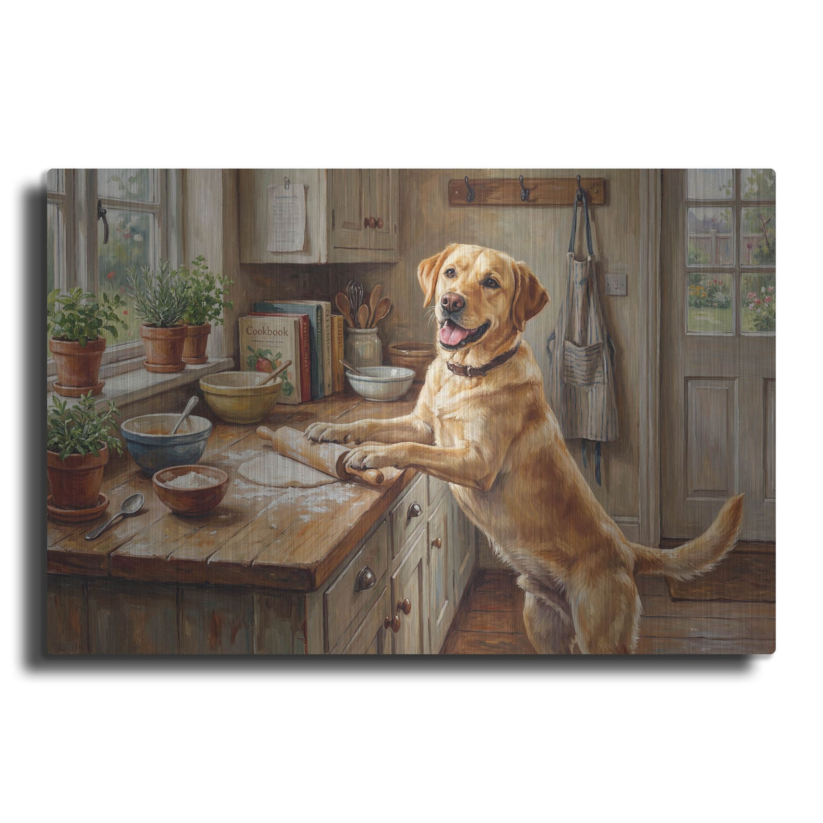 'Labrador Retriever In The Kitchen' by Rich Monet Metal Wall Art