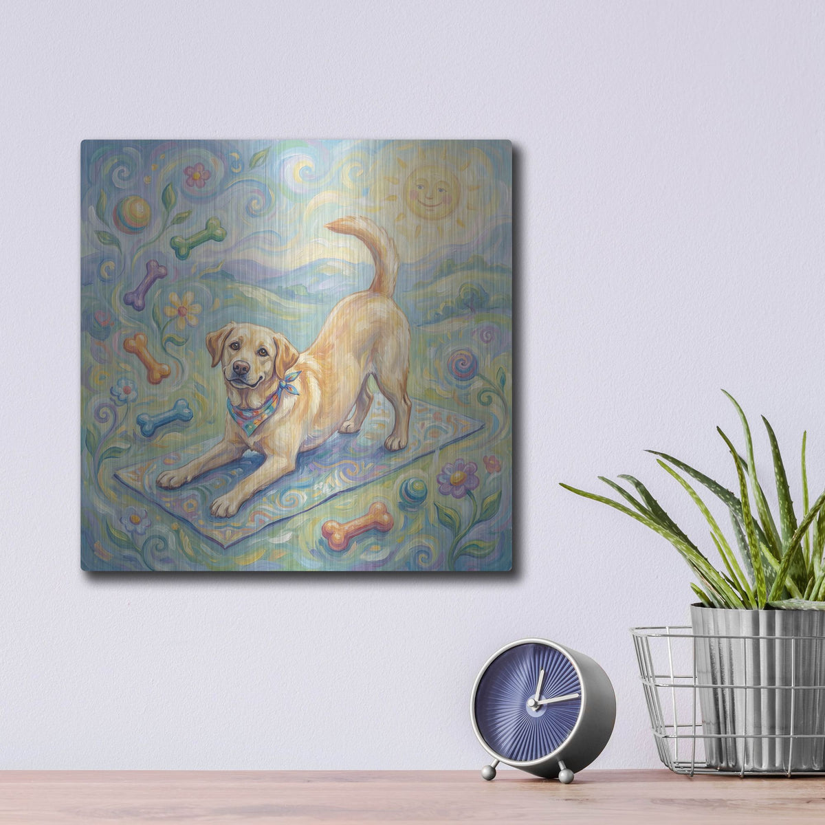 'Labrador Retriever Yoga Cobra Pose' by Rich Monet Metal Wall Art