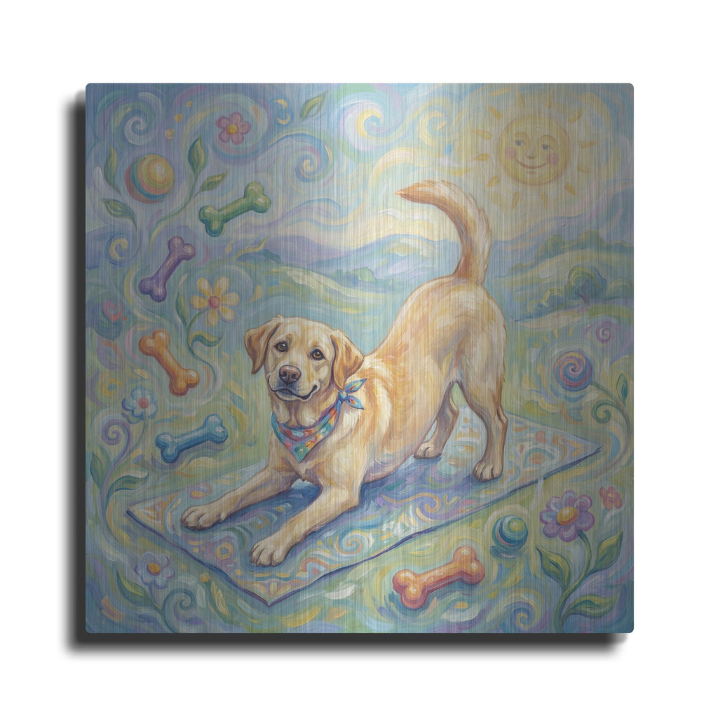 'Labrador Retriever Yoga Cobra Pose' by Rich Monet Metal Wall Art