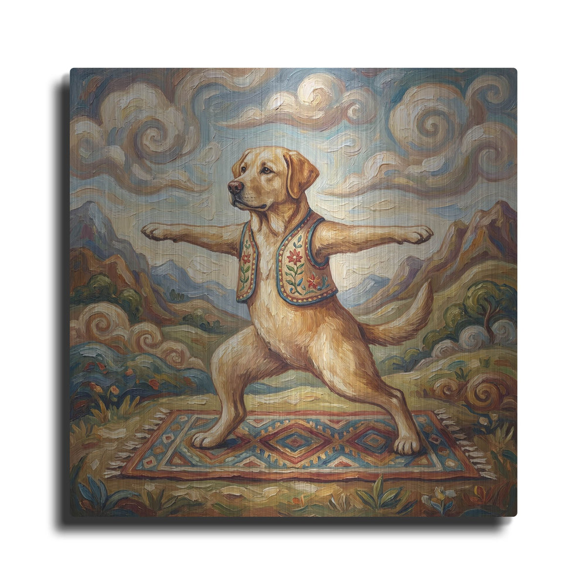 'Labrador Retriever Yoga Warrior Pose' by Rich Monet Metal Wall Art
