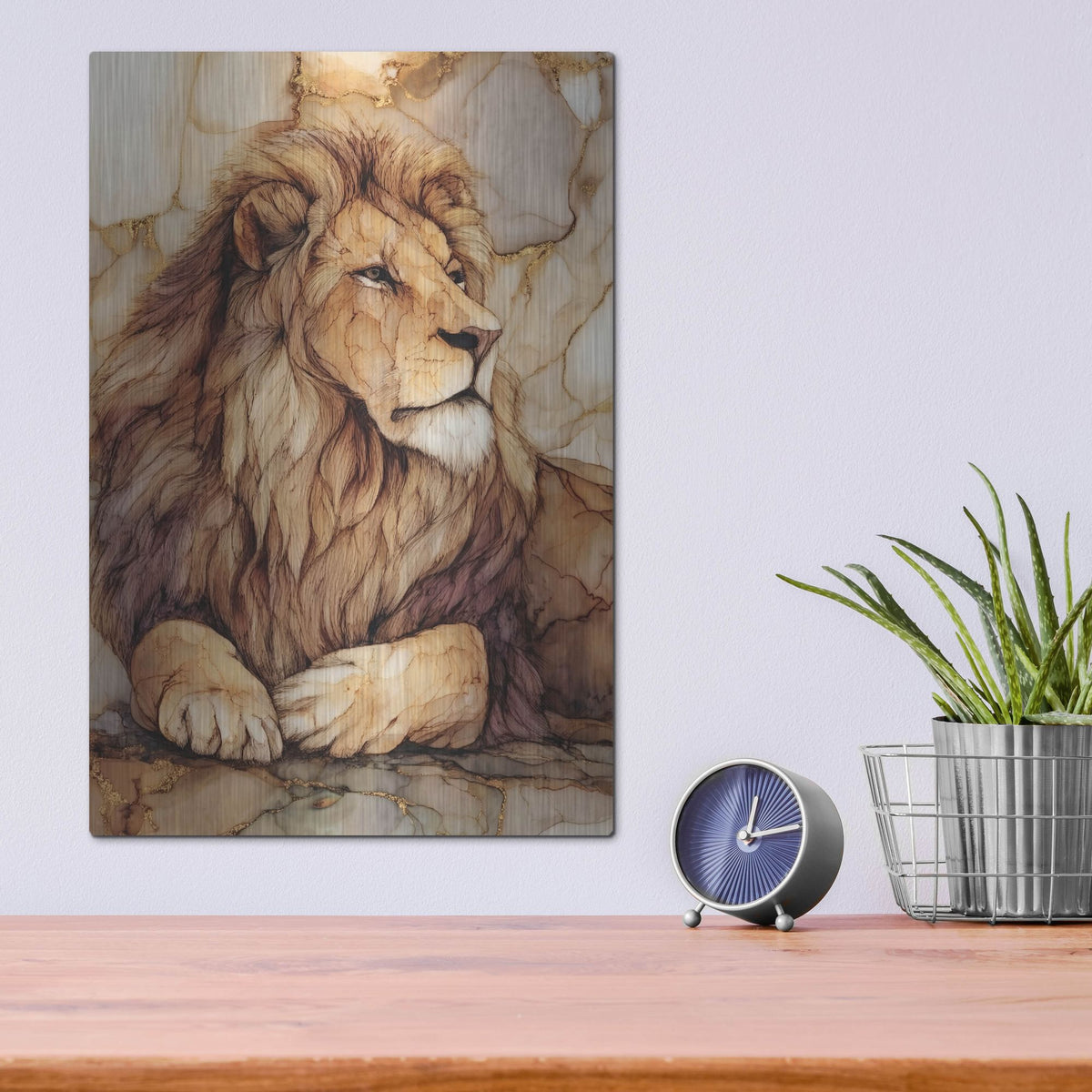 'Marble Lion' by Rich Monet Metal Wall Art