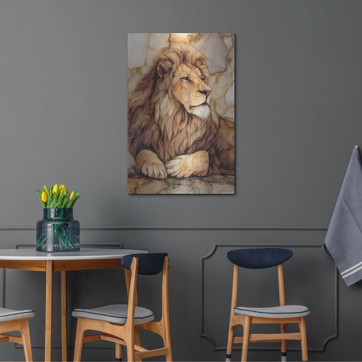 'Marble Lion' by Rich Monet Metal Wall Art