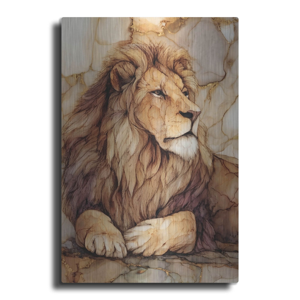 'Marble Lion' by Rich Monet Metal Wall Art