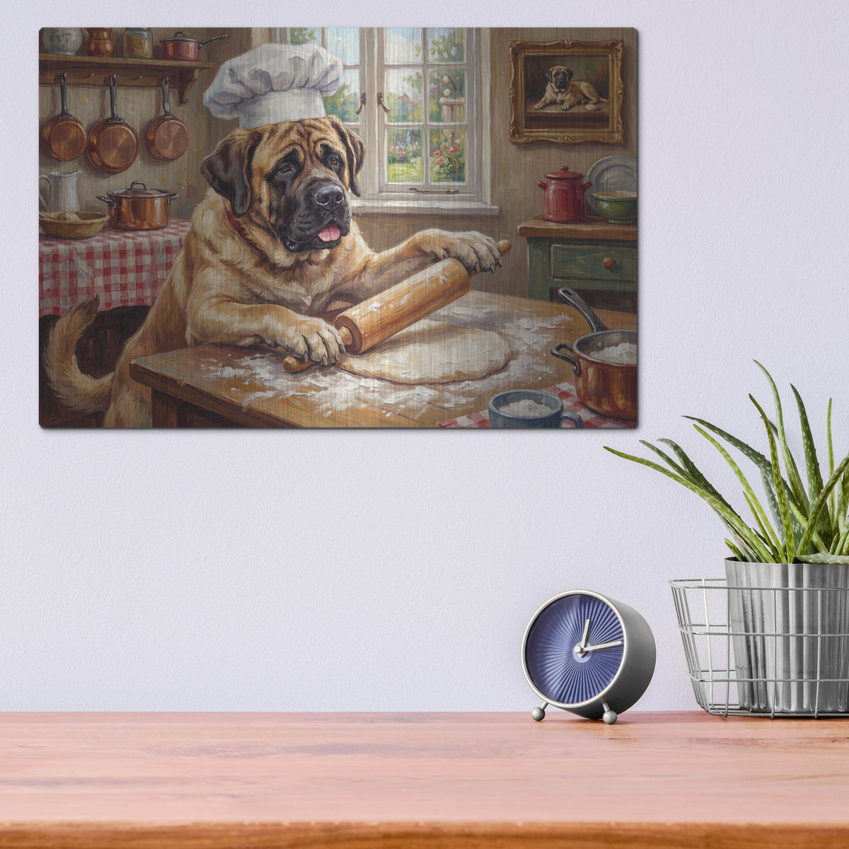 'Mastiff In The Kitchen' by Rich Monet Metal Wall Art