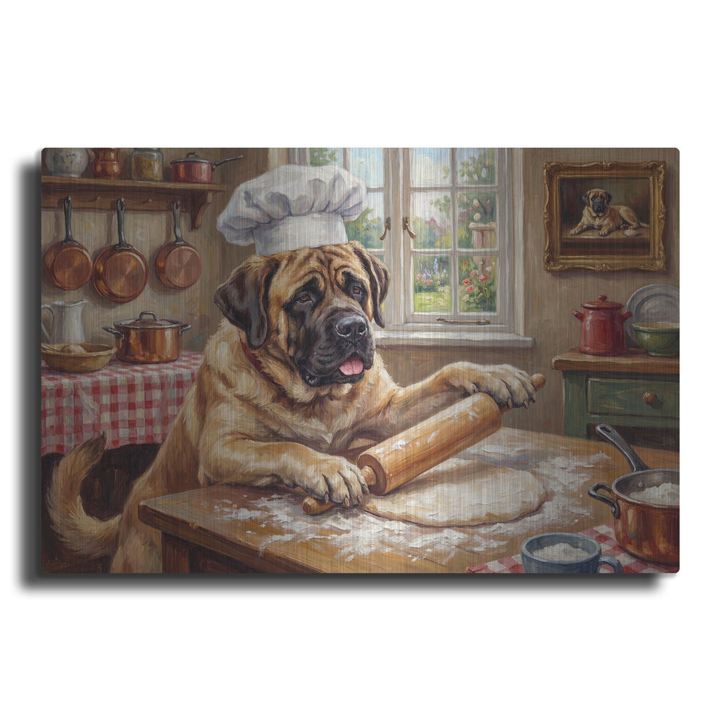 'Mastiff In The Kitchen' by Rich Monet Metal Wall Art