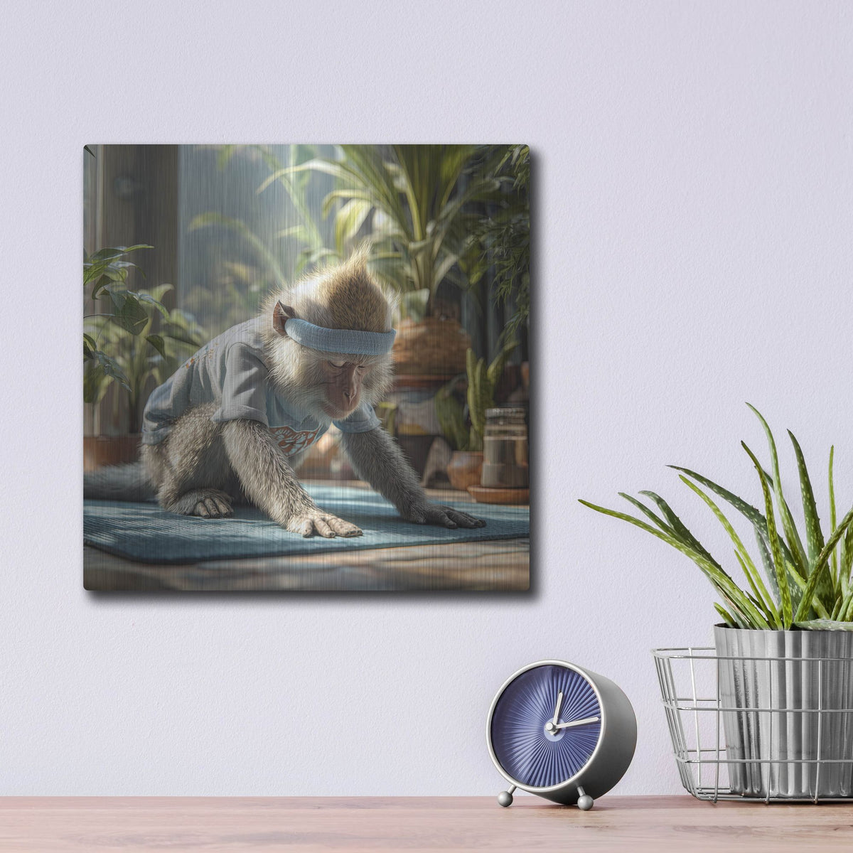 'Monkey Yoga' by Rich Monet Metal Wall Art