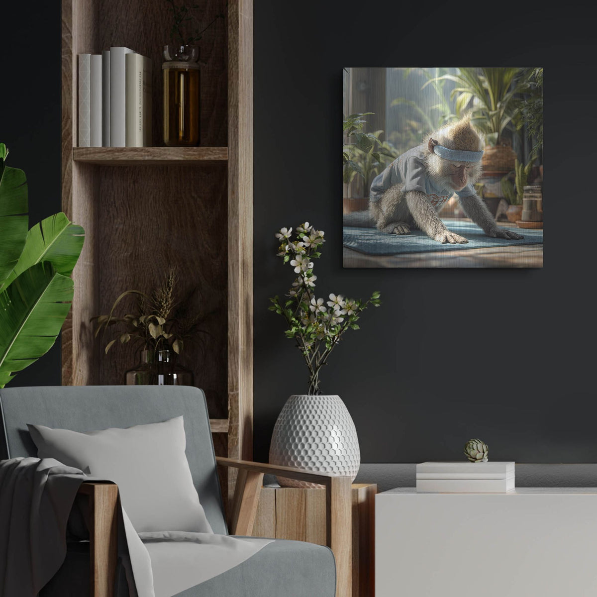'Monkey Yoga' by Rich Monet Metal Wall Art