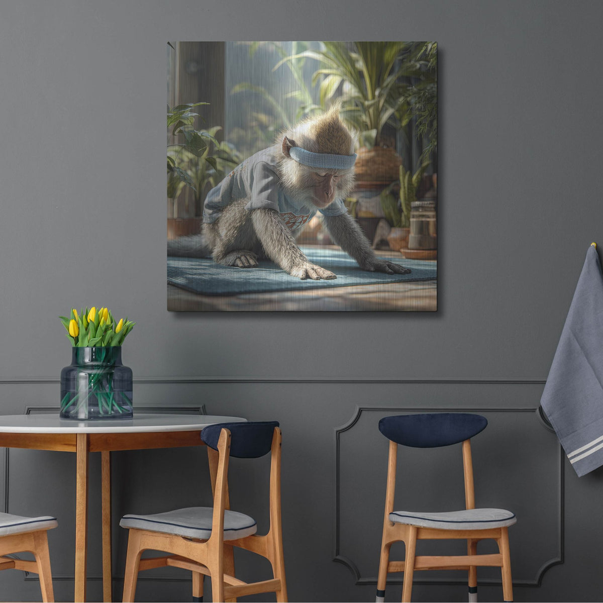'Monkey Yoga' by Rich Monet Metal Wall Art