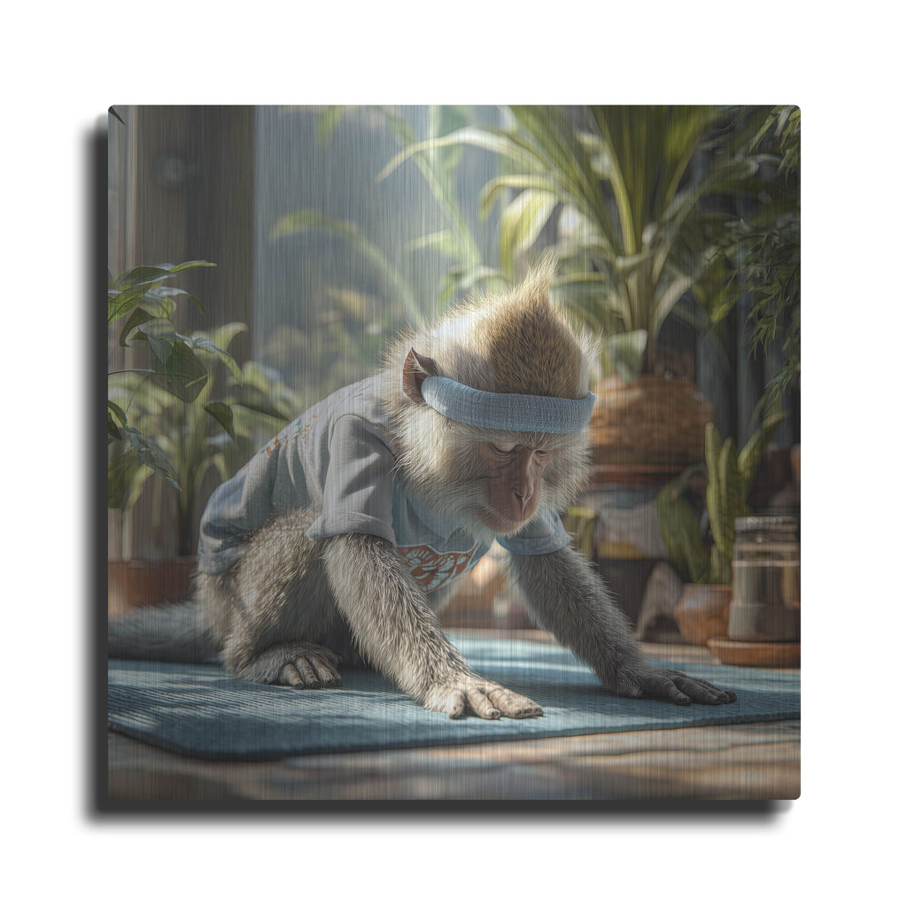 'Monkey Yoga' by Rich Monet Metal Wall Art