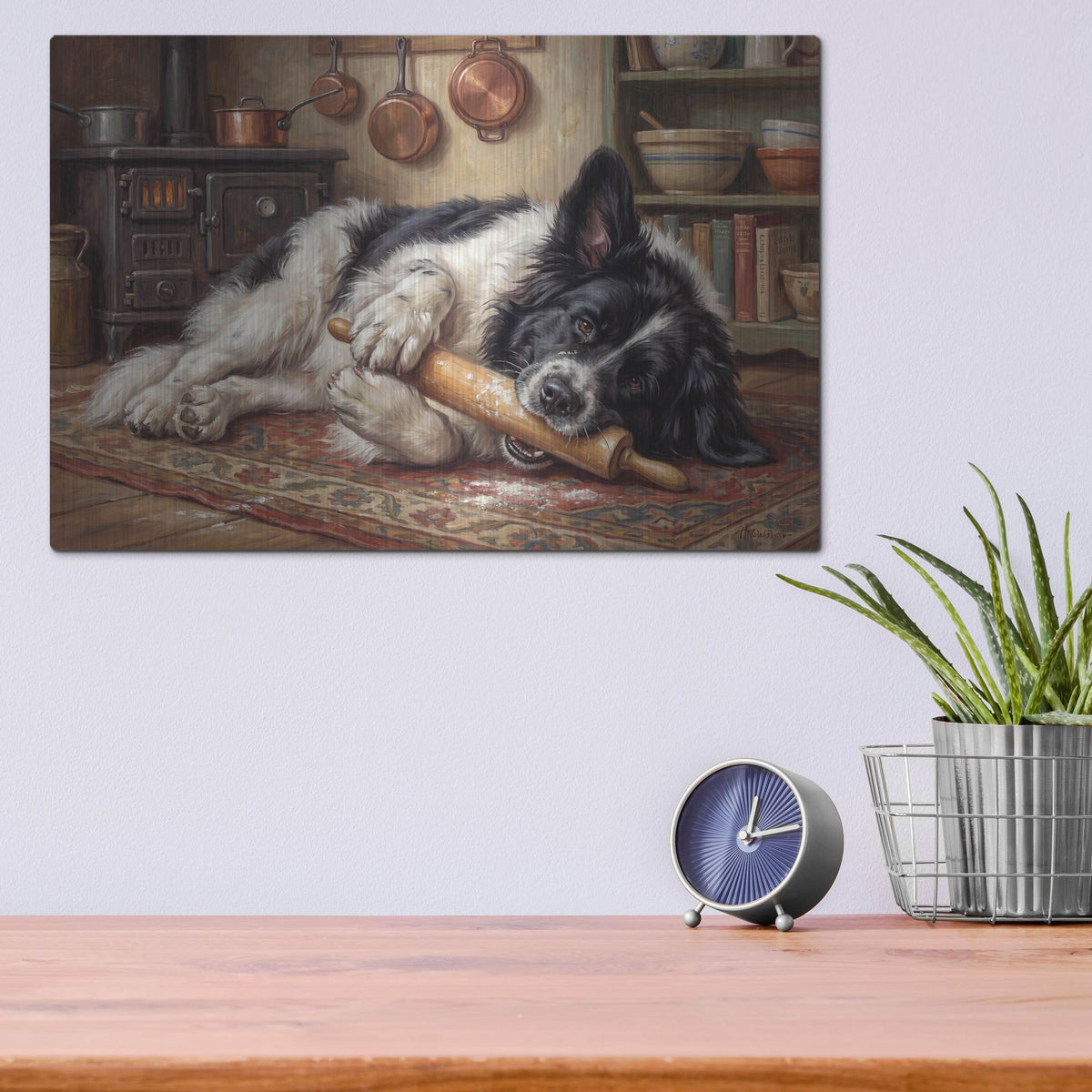 'Newfoundland In The Kitchen' by Rich Monet Metal Wall Art