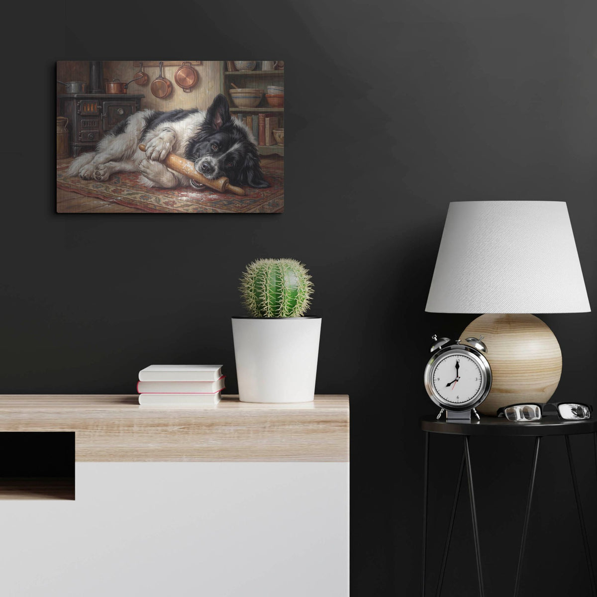 'Newfoundland In The Kitchen' by Rich Monet Metal Wall Art