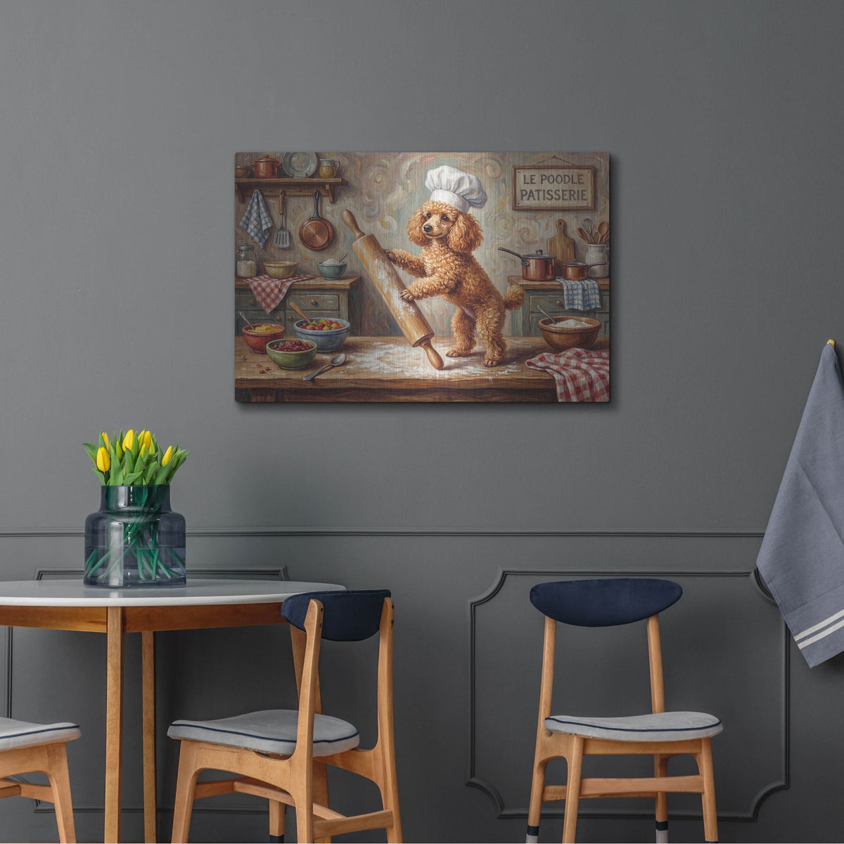 'Poodle In The Kitchen' by Rich Monet Metal Wall Art