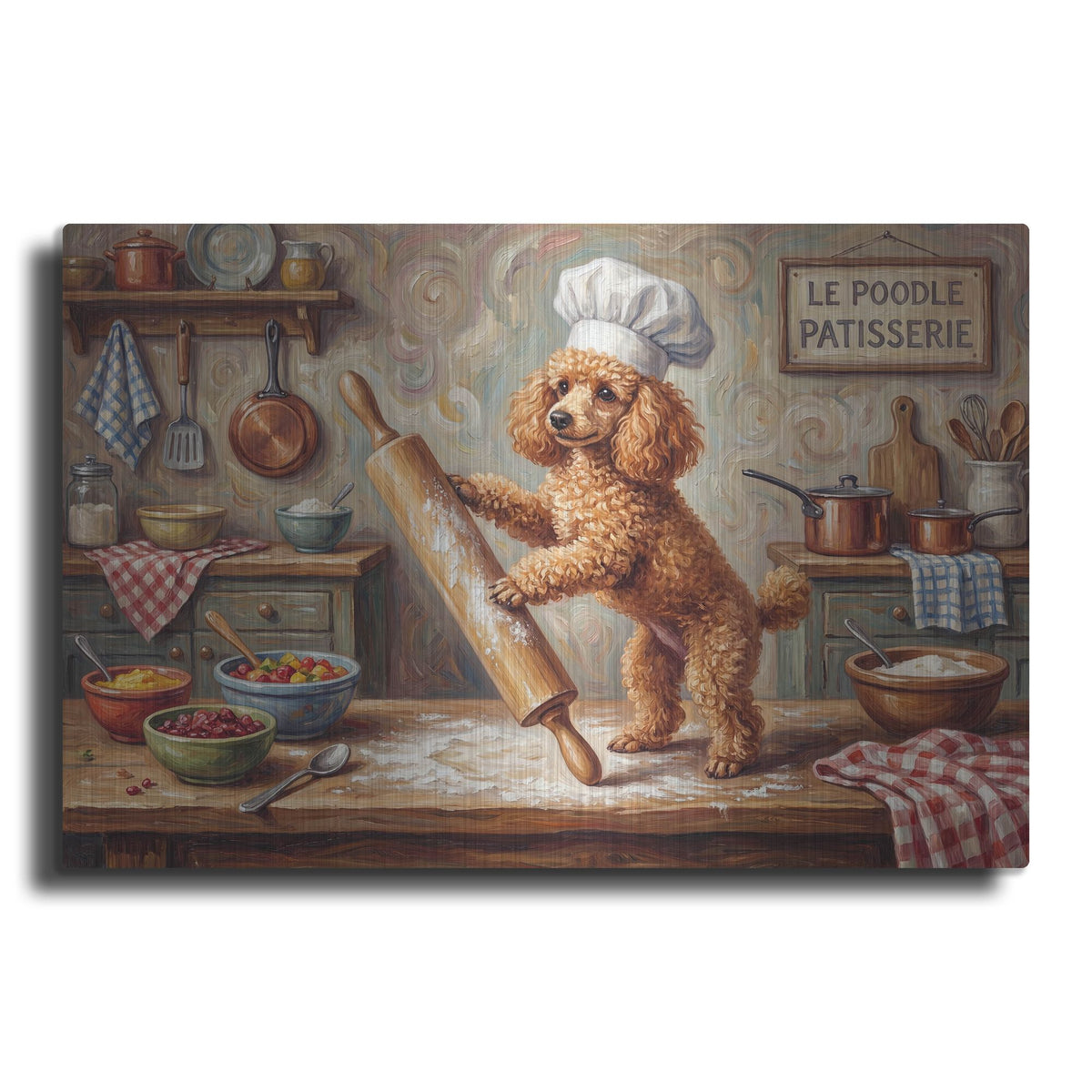 'Poodle In The Kitchen' by Rich Monet Metal Wall Art