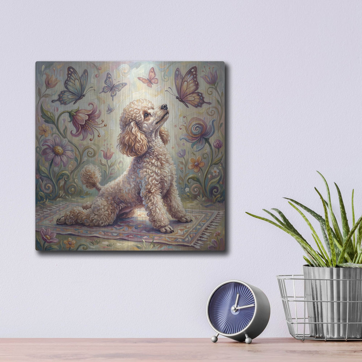 'Poodle Yoga Cobra Pose' by Rich Monet Metal Wall Art