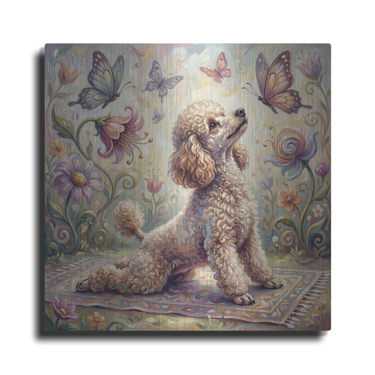 'Poodle Yoga Cobra Pose' by Rich Monet Metal Wall Art
