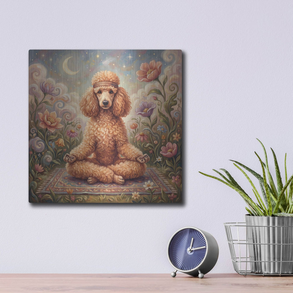 'Poodle Yoga Lotus Pose' by Rich Monet Metal Wall Art
