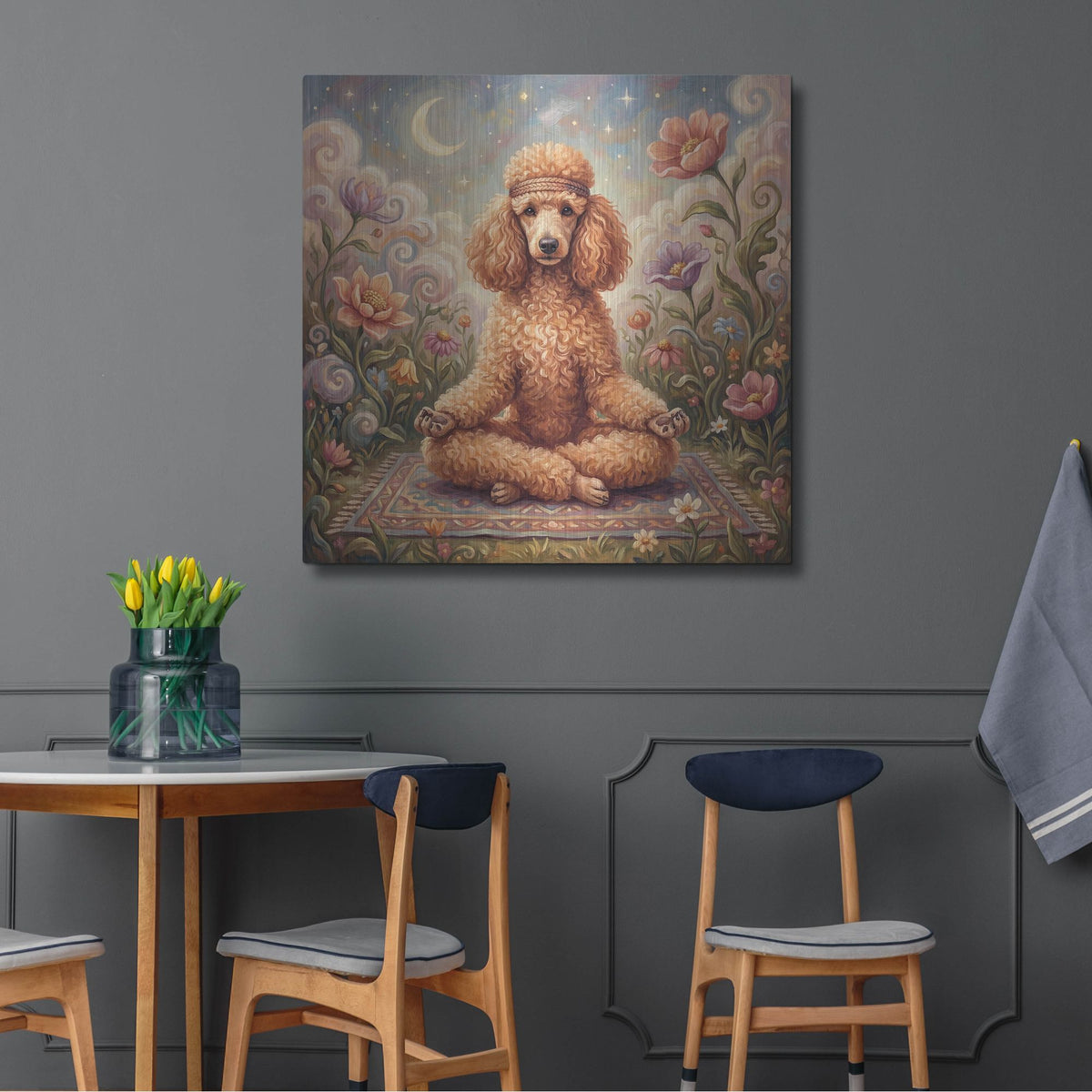 'Poodle Yoga Lotus Pose' by Rich Monet Metal Wall Art