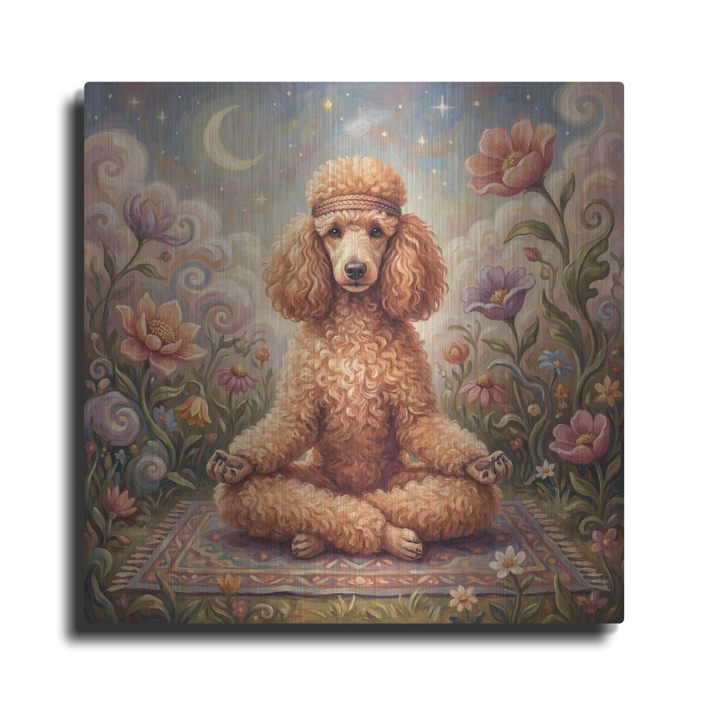 'Poodle Yoga Lotus Pose' by Rich Monet Metal Wall Art
