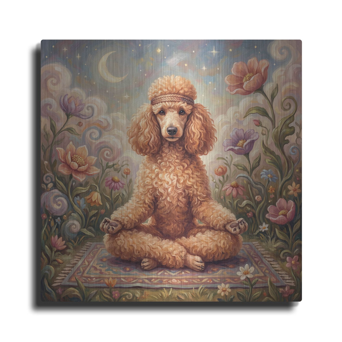 'Poodle Yoga Lotus Pose' by Rich Monet Metal Wall Art