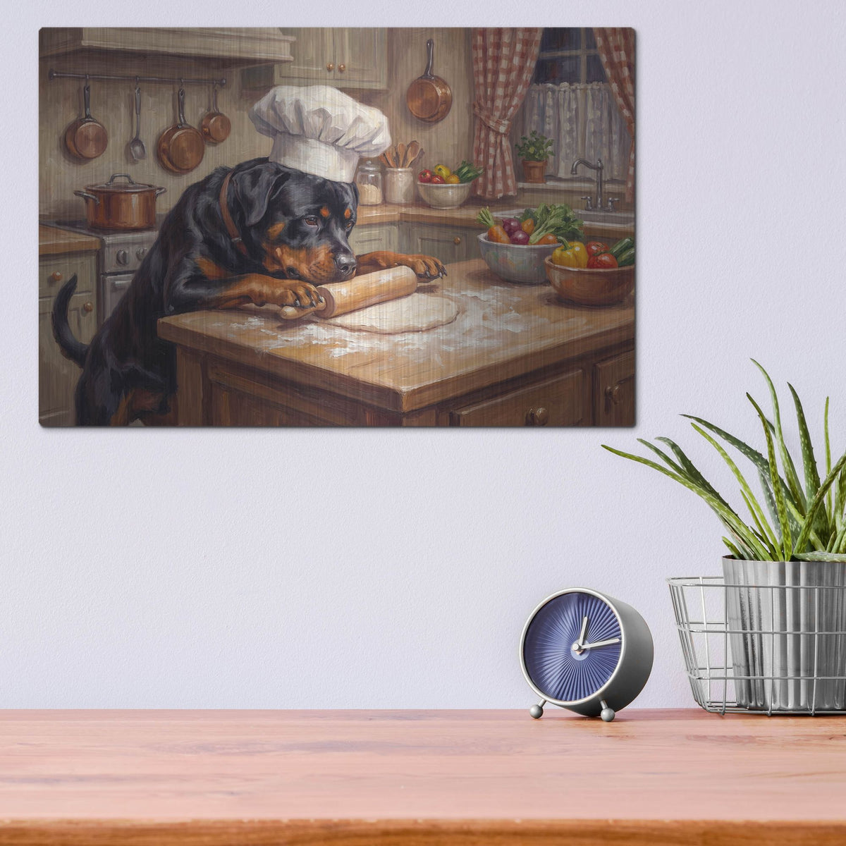 'Rottweiler In The Kitchen' by Rich Monet Metal Wall Art