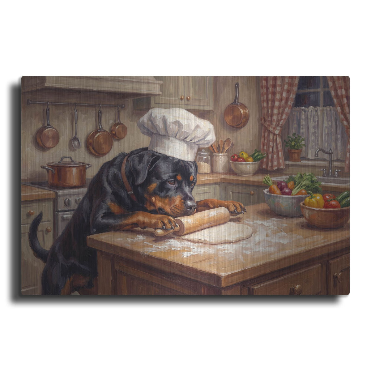 'Rottweiler In The Kitchen' by Rich Monet Metal Wall Art