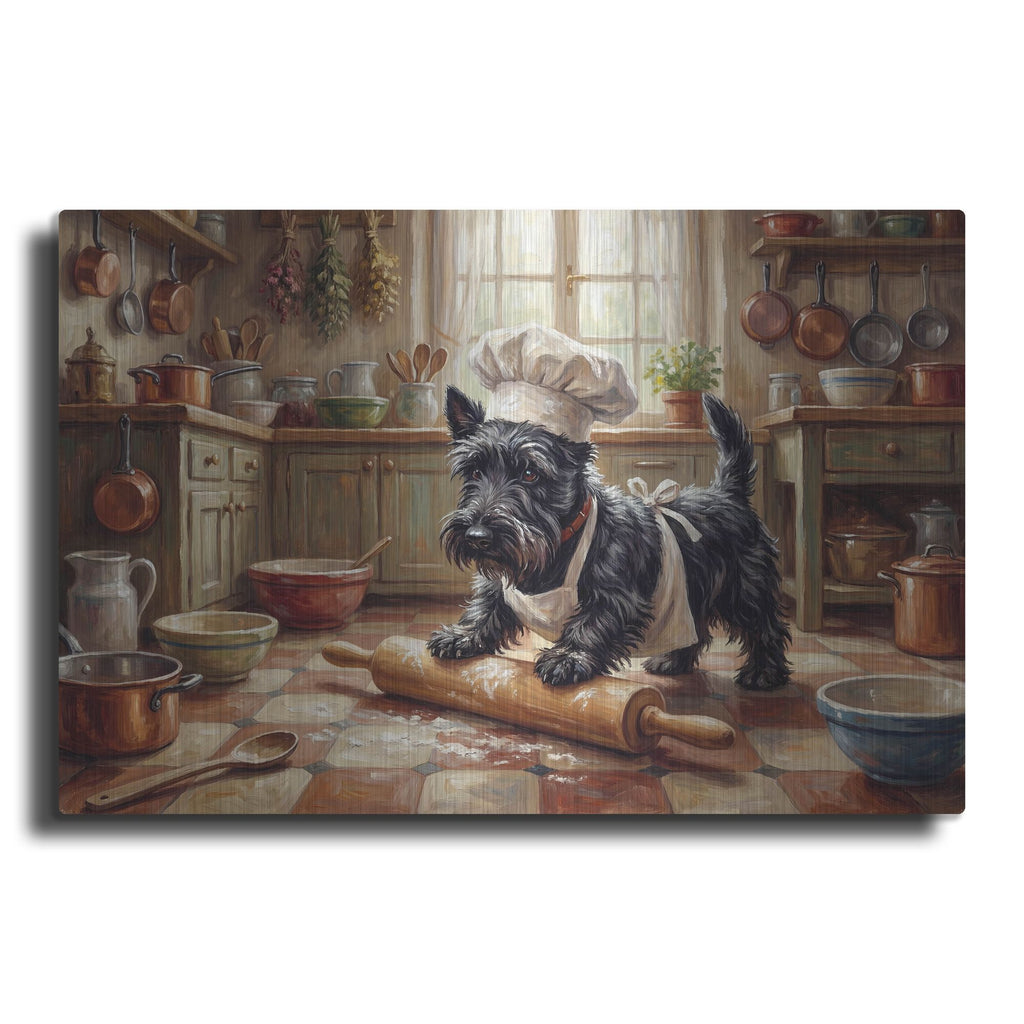 'Scottish Terrier In The Kitchen' by Rich Monet Metal Wall Art