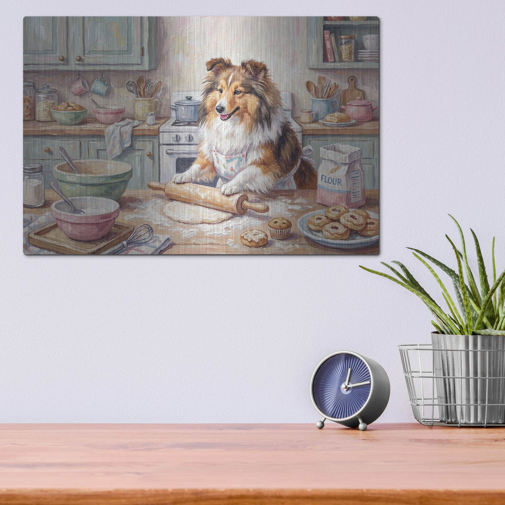 'Shetland Sheepdog In The Kitchen' by Rich Monet Metal Wall Art