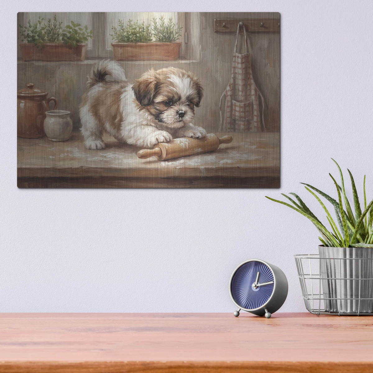 'Shih Tzu In The Kitchen' by Rich Monet Metal Wall Art