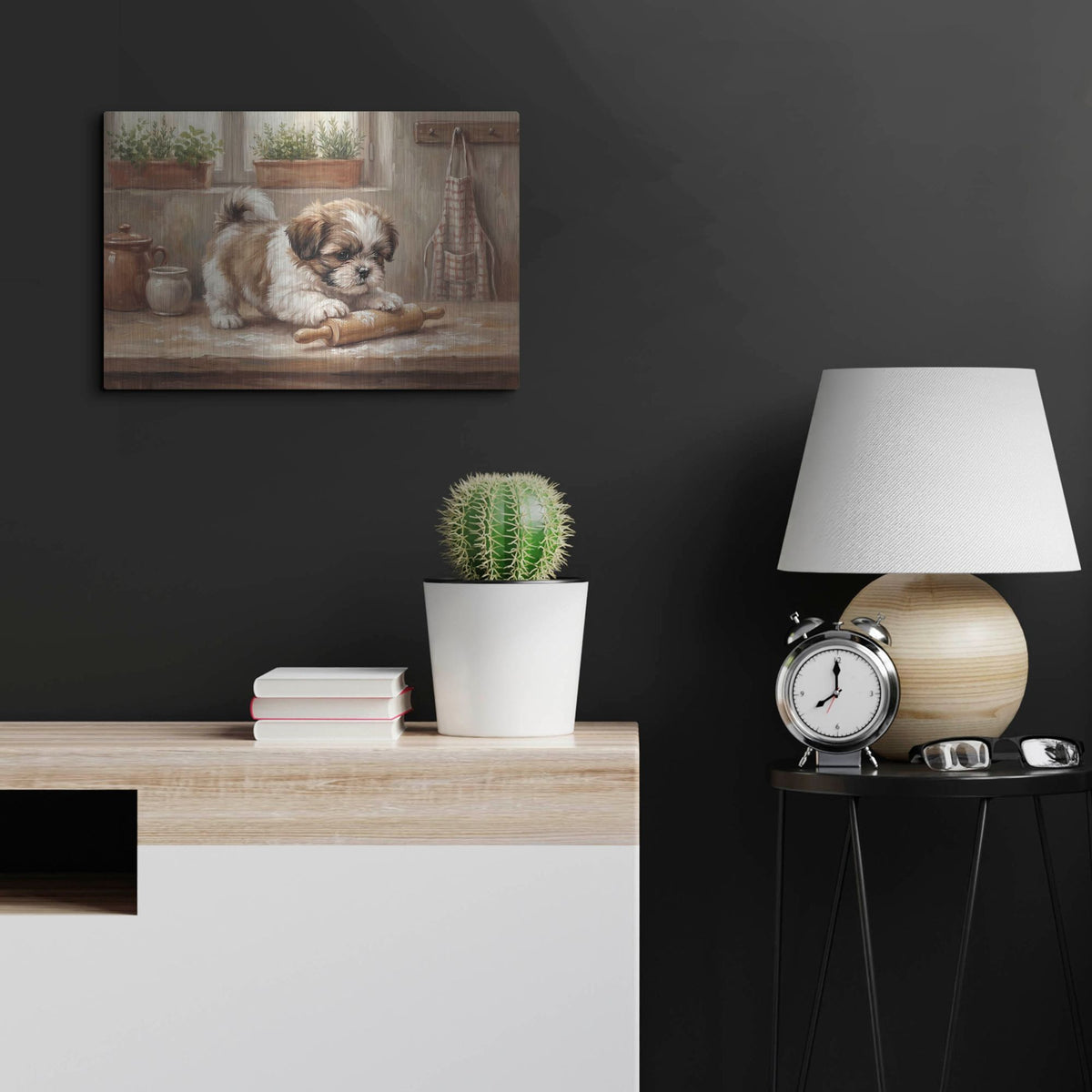 'Shih Tzu In The Kitchen' by Rich Monet Metal Wall Art
