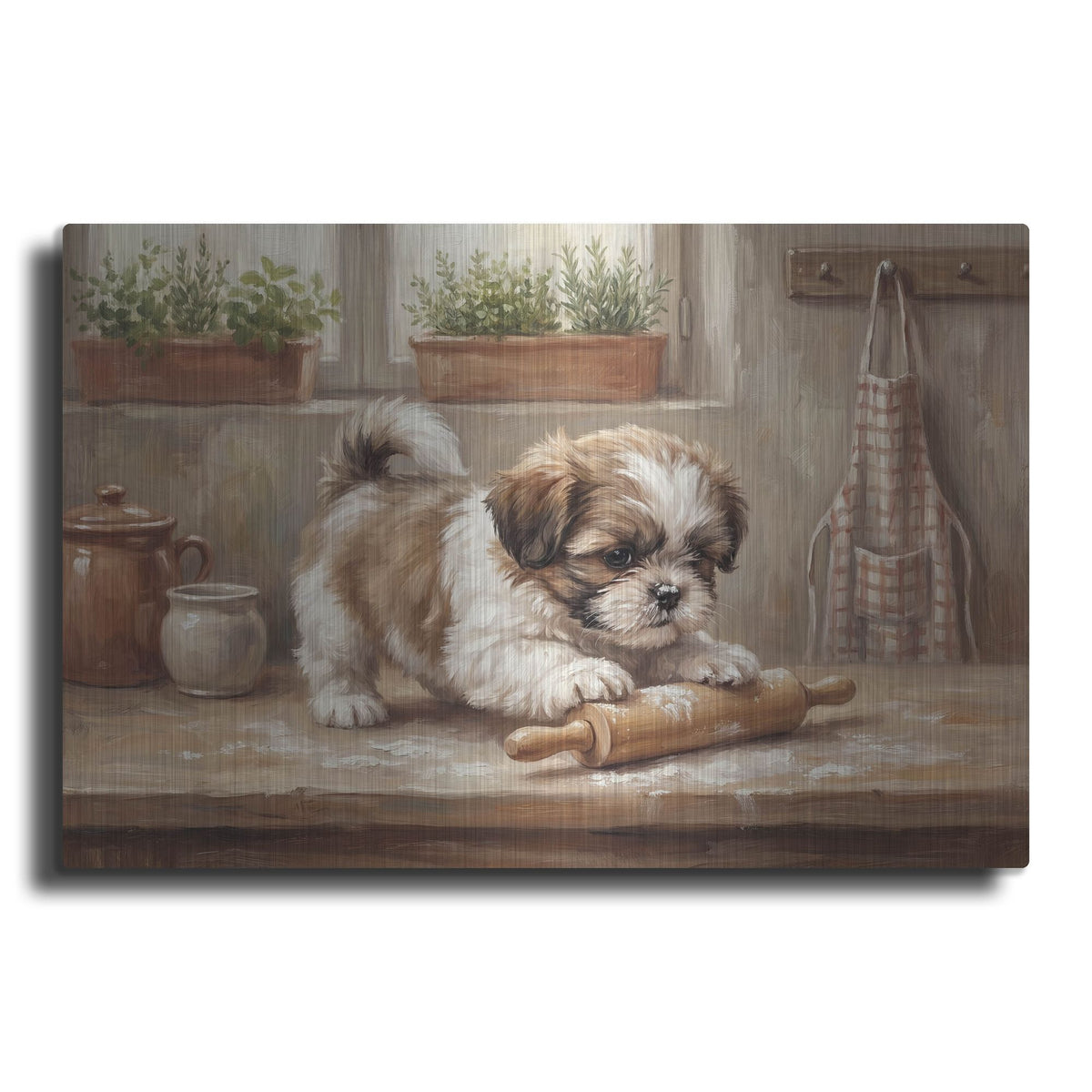 'Shih Tzu In The Kitchen' by Rich Monet Metal Wall Art