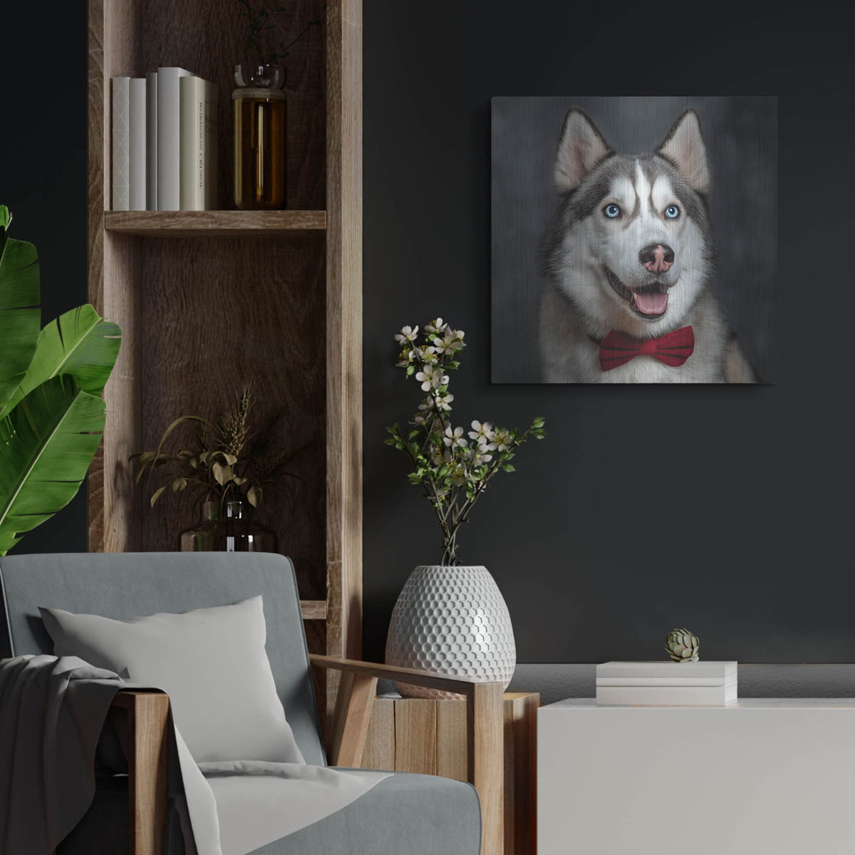 'Siberian Husky Photoshoot' by Rich Monet Metal Wall Art