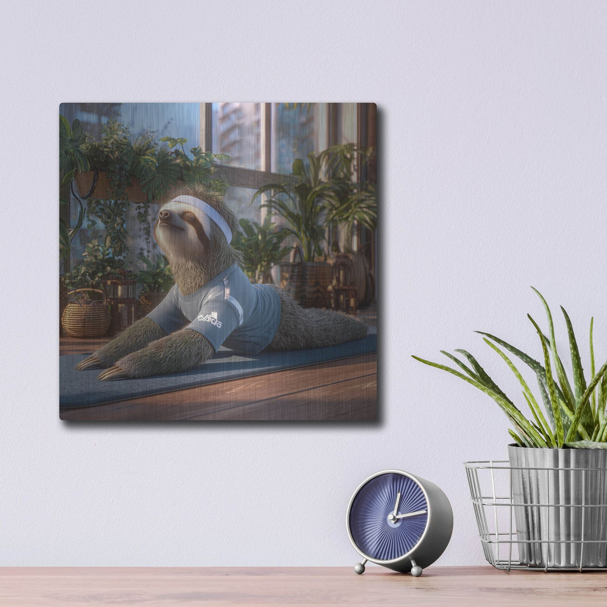 'Sloth Yoga' by Rich Monet Metal Wall Art