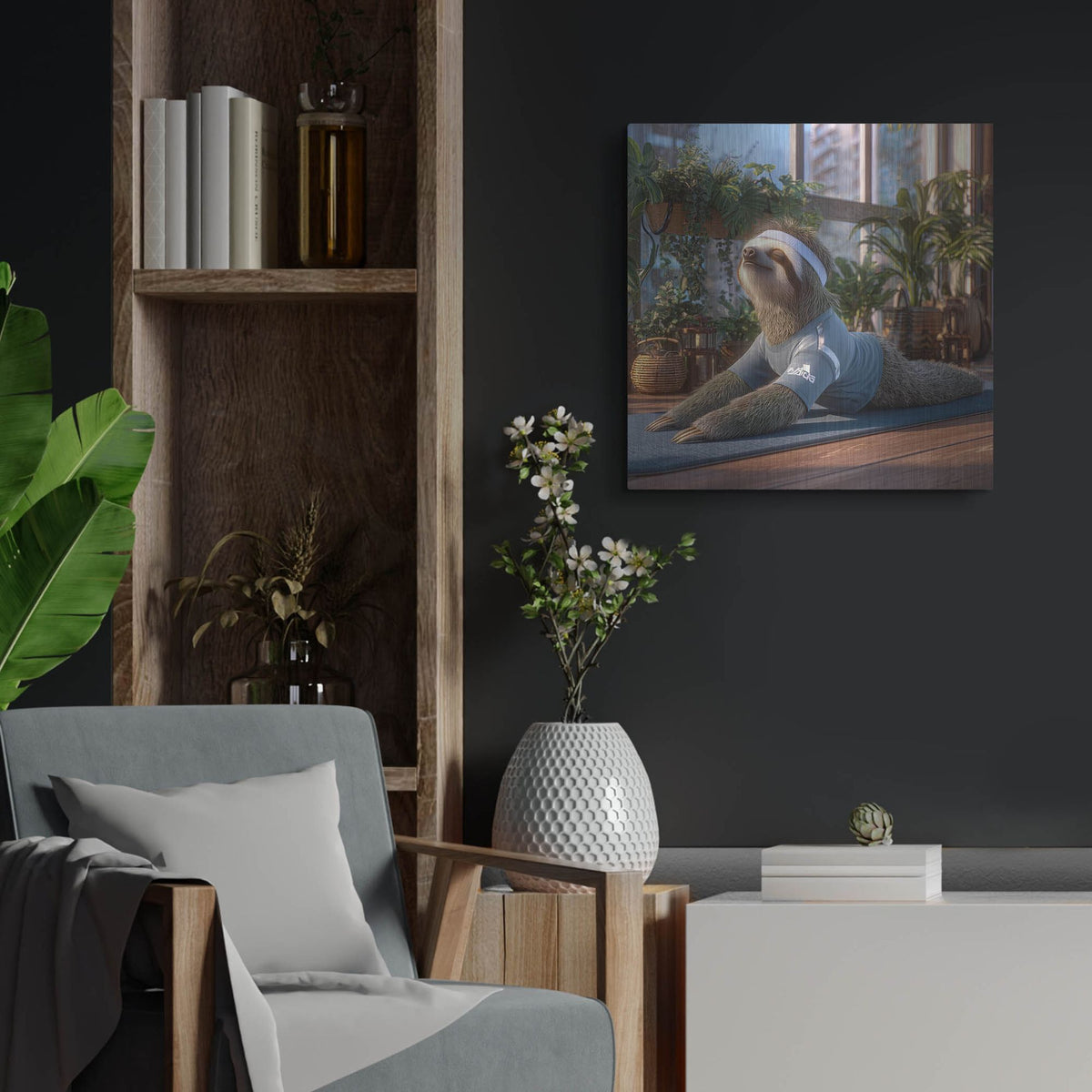 'Sloth Yoga' by Rich Monet Metal Wall Art