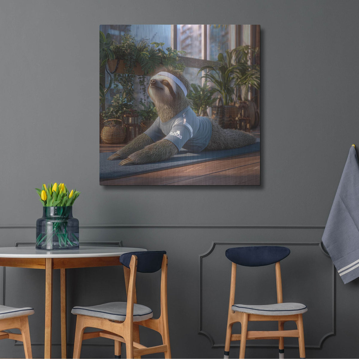 'Sloth Yoga' by Rich Monet Metal Wall Art