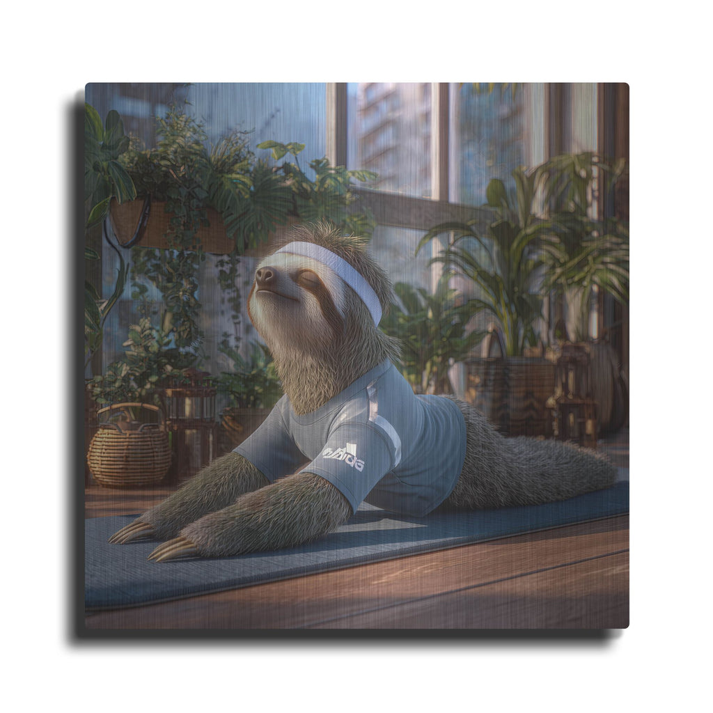 'Sloth Yoga' by Rich Monet Metal Wall Art