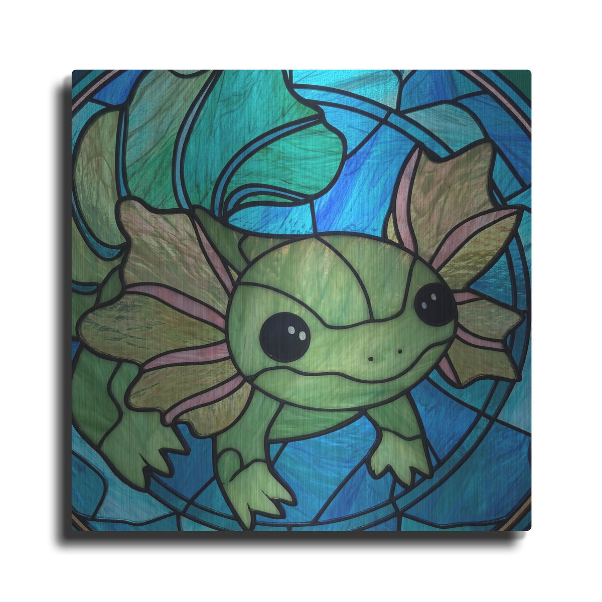 'Stained Glass Axolotl' by Rich Monet Metal Wall Art