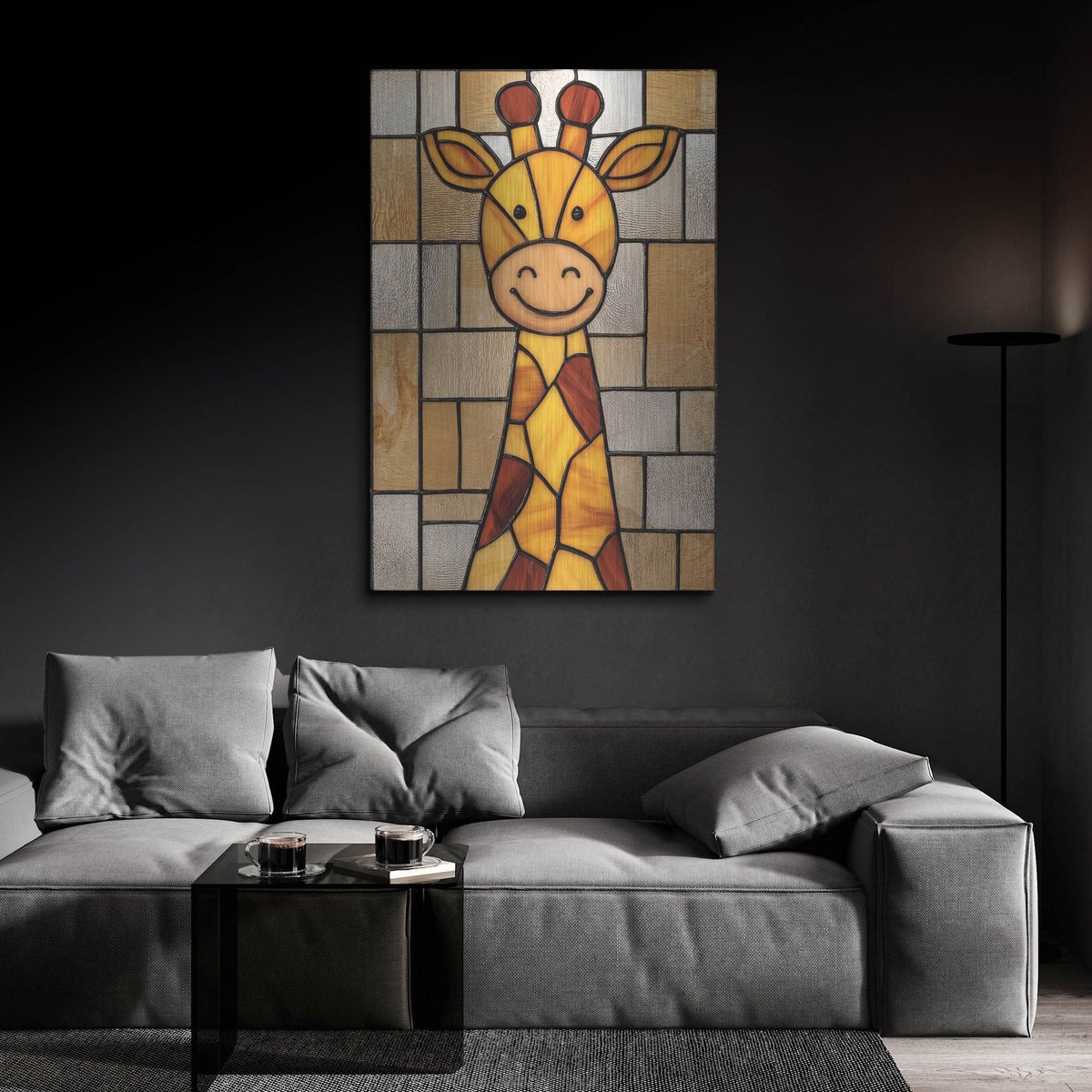 'Stained Glass Baby Giraffe' by Rich Monet Metal Wall Art