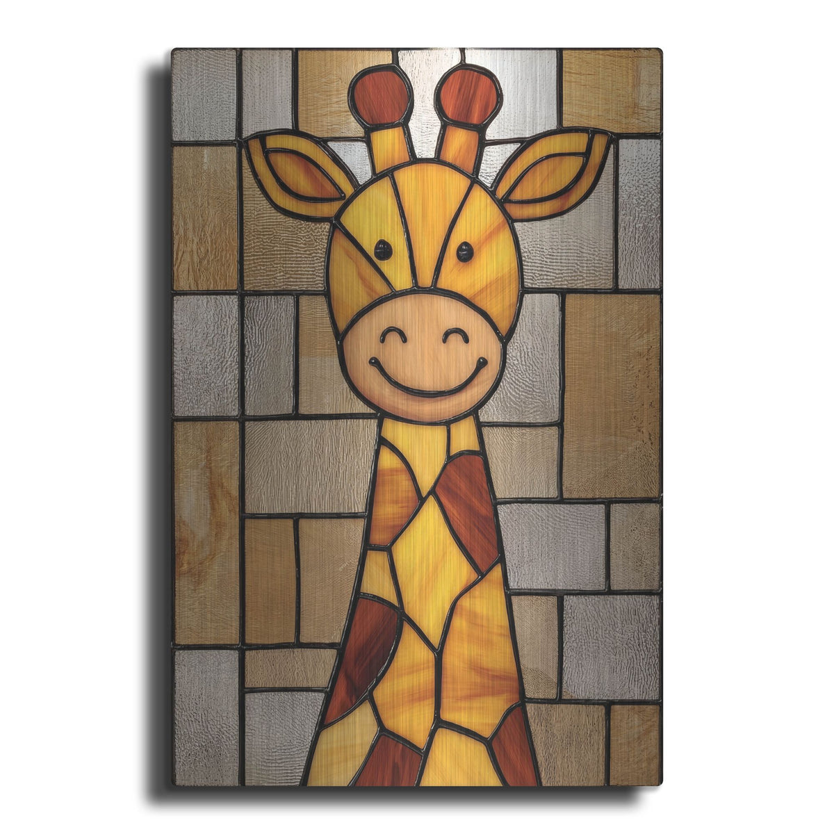 'Stained Glass Baby Giraffe' by Rich Monet Metal Wall Art
