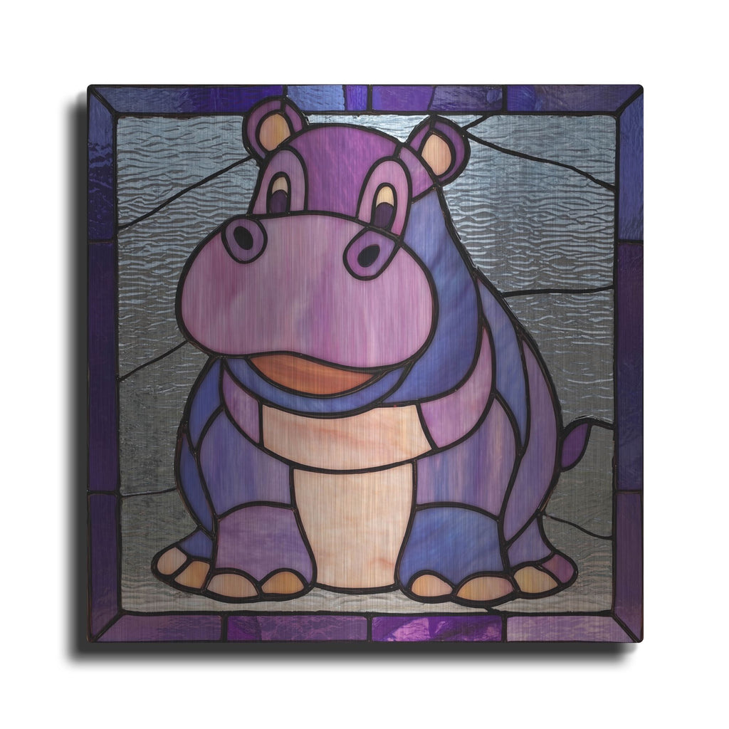'Stained Glass Baby Hippo' by Rich Monet Metal Wall Art
